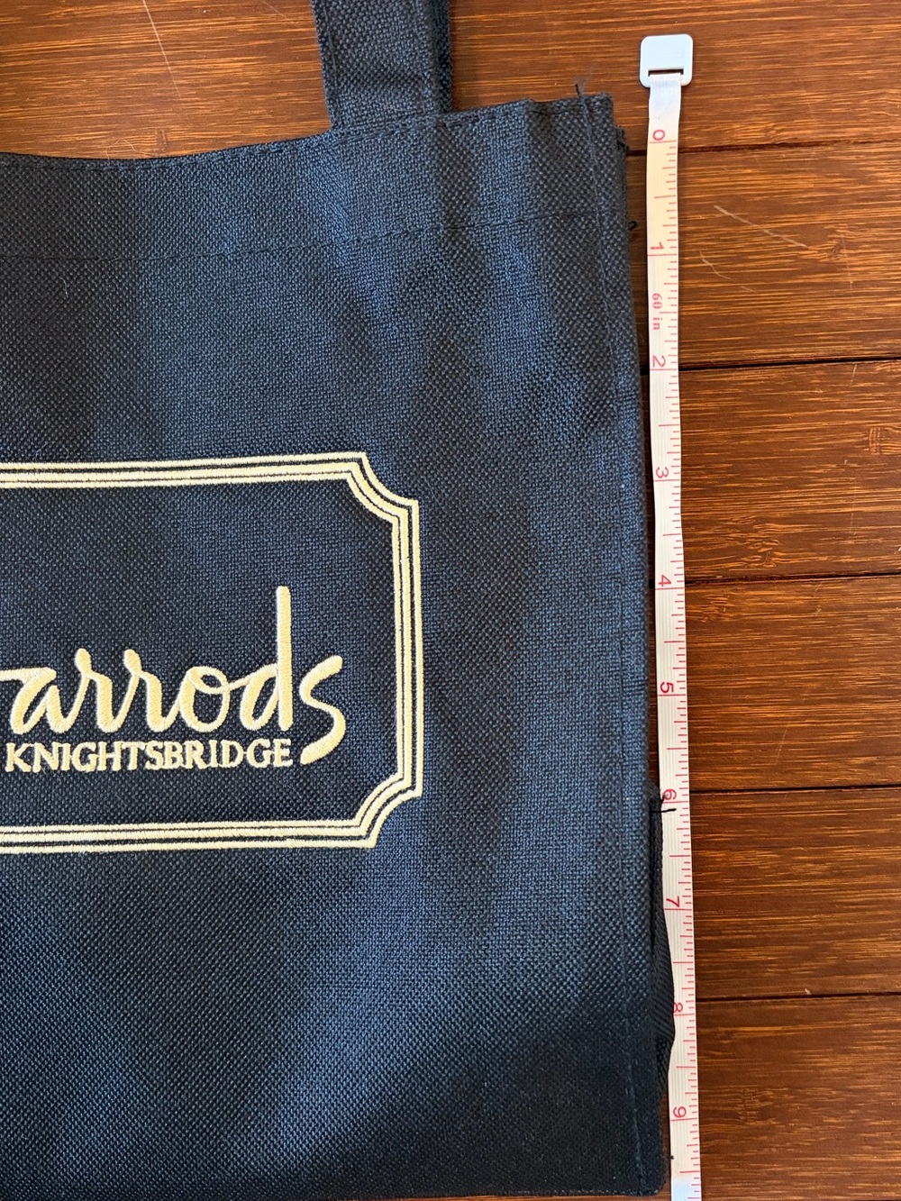 Harrods Knightsbridge bag black and goldtone, canvas zipper pocket inside - Picture 4 of 5